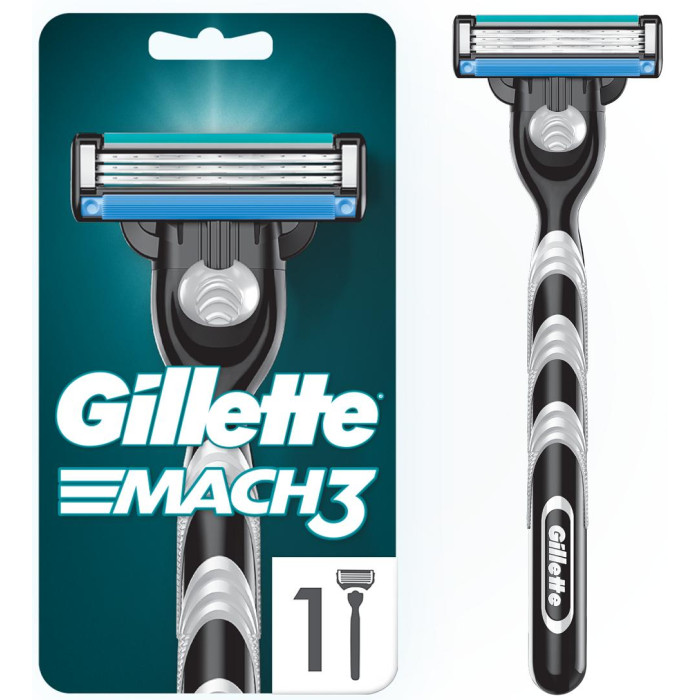 

Gillette Бритва Mach 3 и 1 кассета с 3 лезвиями, Бритва Mach 3 и 1 кассета с 3 лезвиями