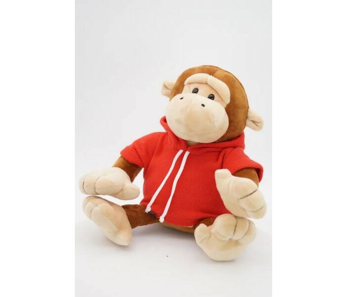Мягкая игрушка Unaky Soft Toy Обезьянка Леся в красной флисовой толстовке 28 см