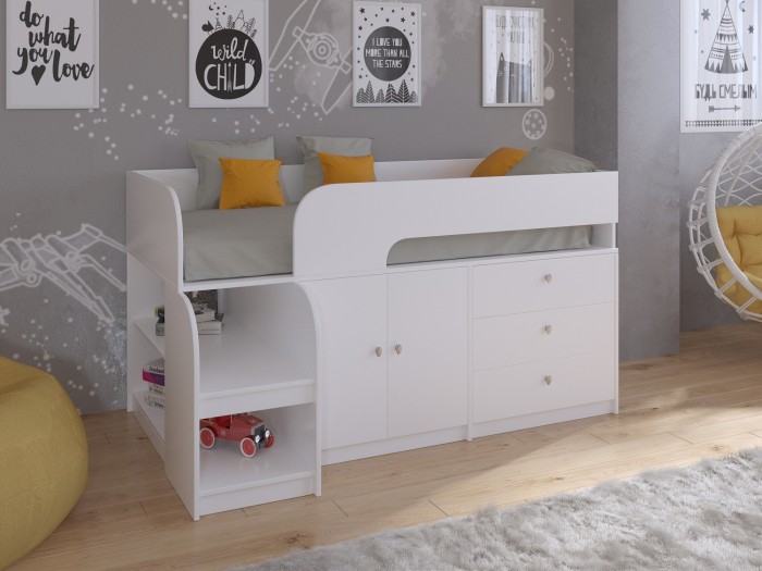 Кровати для подростков РВ-Мебель чердак Астра 9/1 (белый) кровати для подростков рв мебель чердак астра 11 сонома