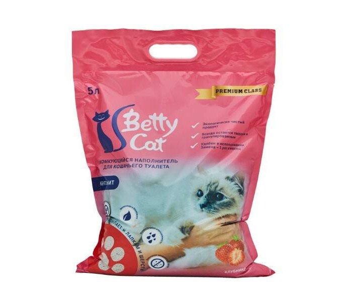 Betty Cat Наполнитель для кошачьего туалета гигиенический клубника 5 л