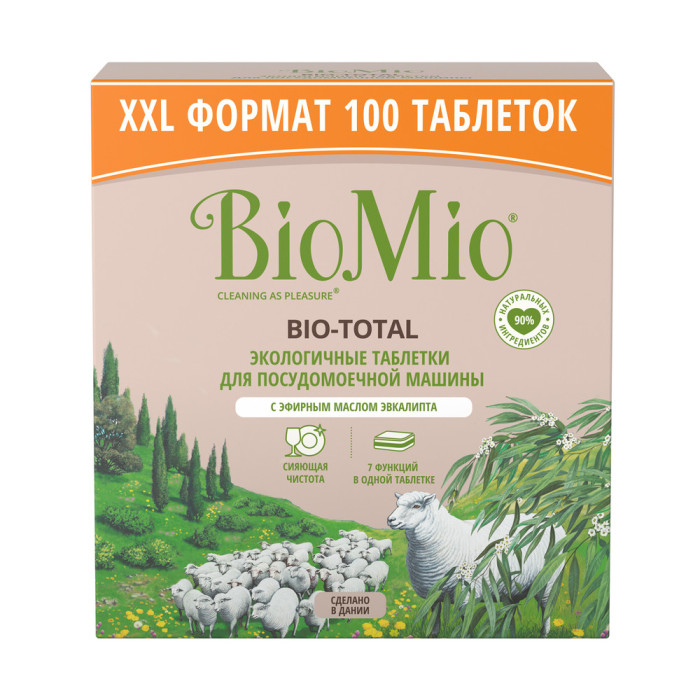 фото Biomio таблетки для посудомоечной машины 7 в 1 с эфирным маслом эвкалипта 100 шт.