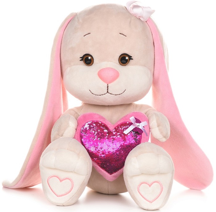 Мягкая игрушка Jack&Lin Зайка с розовым сердцем 35 см