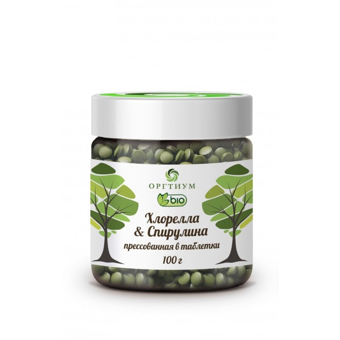 

Оргтиум Хлорелла & Спирулина прессованная в таблетки 100 г, Хлорелла & Спирулина прессованная в таблетки 100 г