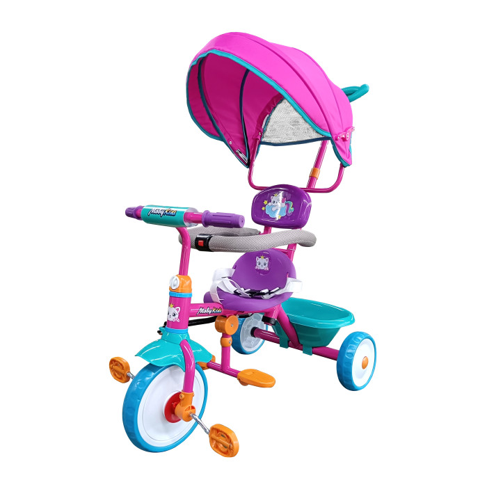 Велосипед трехколесный Moby Kids 3 в 1 Принцесса ручка толкатель для велосипеда 12 16