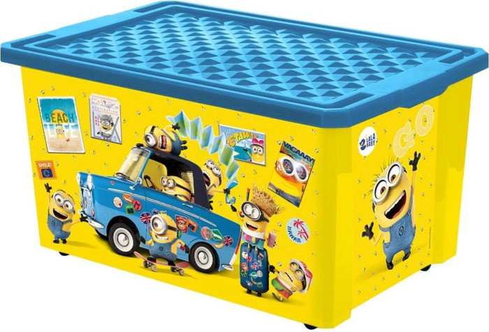 фото Lalababy детский ящик для хранения игрушек на колесах миньоны 57 л