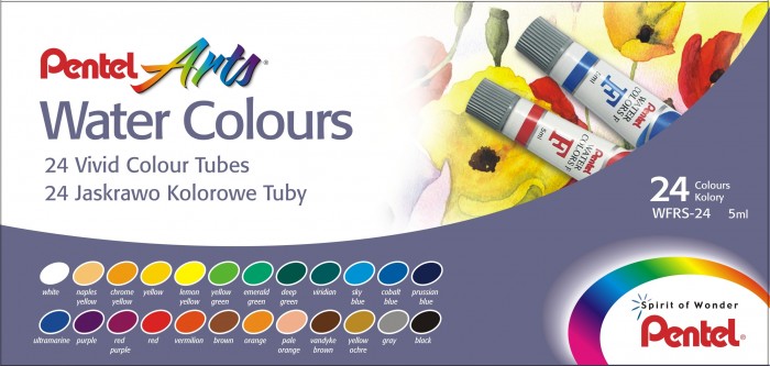 Pentel Акварель Water Colours 24 цвета краски акварельные 12цв water colours пл уп с к colorino