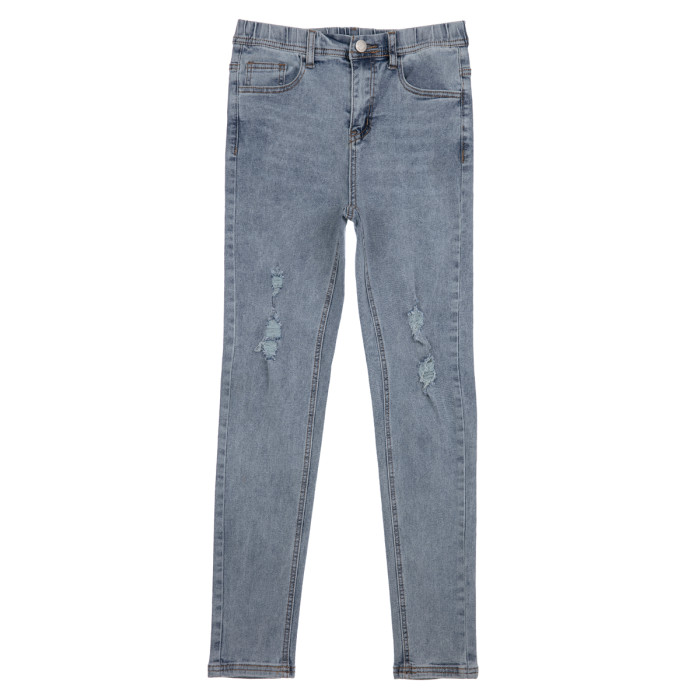 цена Брюки и джинсы Playtoday Брюки текстильные джинсовые для девочек 12221118
