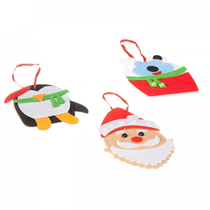 Аппликации для детей Bondibon Ёлочные украшения из фетра (Пингвин, мишка, Дед Мороз) набор для творчества плюшевая игрушка своими руками мишка