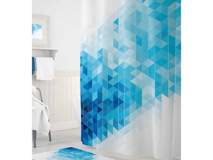 фото Tropikhome шторы для ванн полиэстер digital printed blue squares 180х200 см