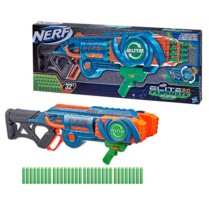 Игрушечное оружие Nerf Бластер Элит 2.0 Флип 32 бластер nerf элит файрстрайк 53378 черный синий оранжевый