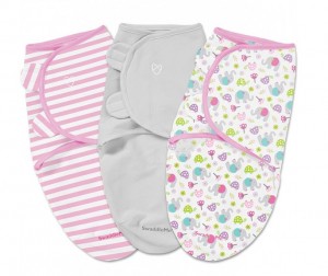 Пеленка Summer Infant Swaddleme Конверт для пеленания на липучке 3 шт - Слоны/Серый/Розовый