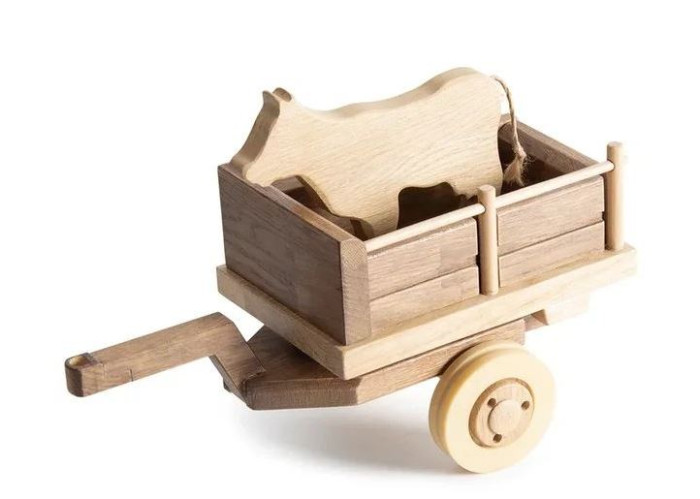 фото Деревянная игрушка dubok конструктор прицеп для трактора