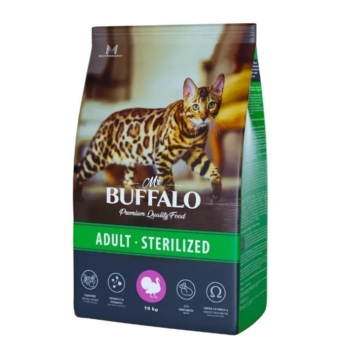 Mr.Buffalo Сухой корм Sterilized для кошек с индейкой 10 кг B117 - фото 1