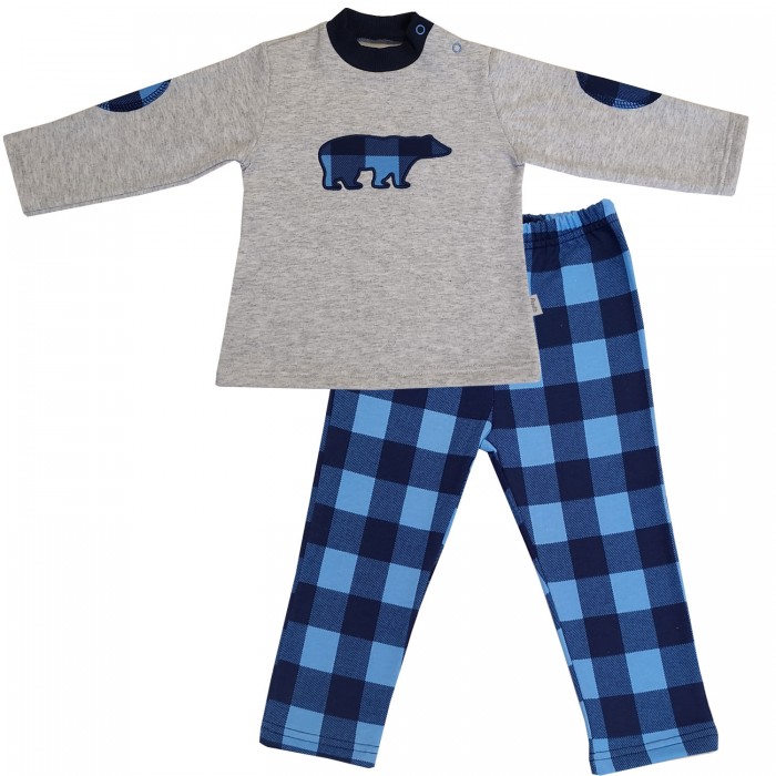 домашняя одежда папитто пижама звезды кофточка и штанишки Домашняя одежда Папитто Комплект одежды Клетка (медведь)