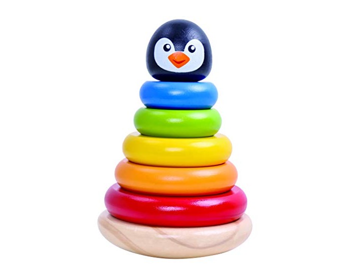 Деревянные игрушки Tooky Toy Пирамидка Пингвин TKB502 развивающая игрушка деревянная пирамидка монохром от белого к черному радуга грез rg04018