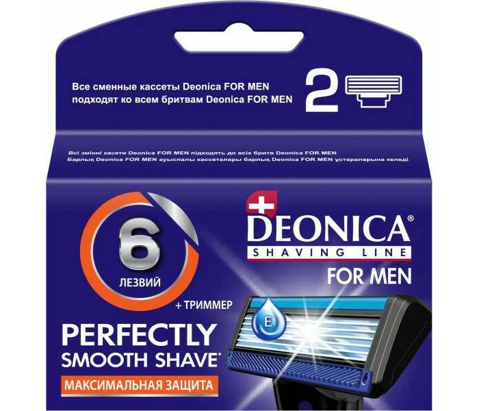 Deonica For Men Сменные кассеты для бритья 6 лезвий 2 шт. - фото 1