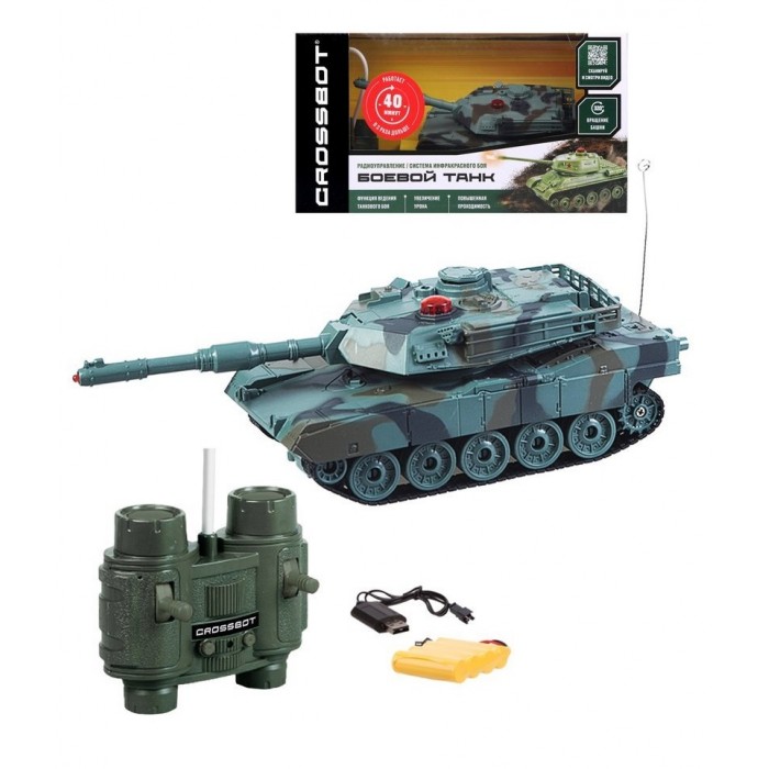Радиоуправляемые игрушки Crossbot Танк Abrams М1А2 на радиоуправлении 1:32 танковый бой военная стратегия на радиоуправлении в наборе 2 танка