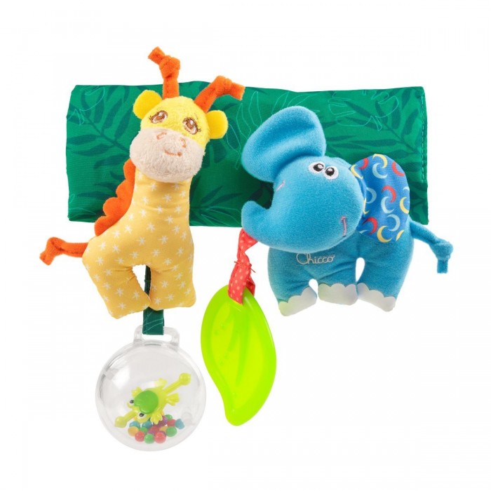 цена Подвесные игрушки Chicco на коляску Жираф и Слоник