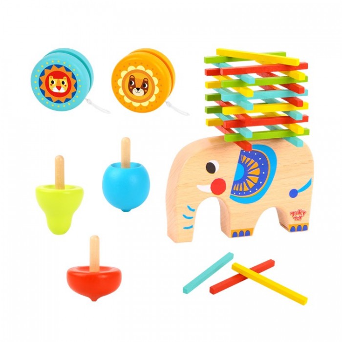 Деревянная игрушка Tooky Toy Набор Слоник, юла и йо-йо трюки науки набор для опытов огненная радуга z012