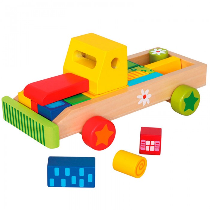 Деревянные игрушки Mertens Машина с кубиками деревянные игрушки mertens конструктор домик