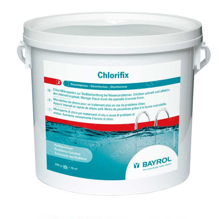 Bayrol Быстрорастворимый хлор для ударной дезинфекции воды ChloriFix 5 кг дезинфицирующие средство aqualand хлор 60 гранулы 1 кг