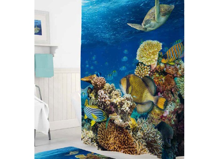 фото Tropikhome шторы для ванн полиэстер digital printed aquarium 180х200 см