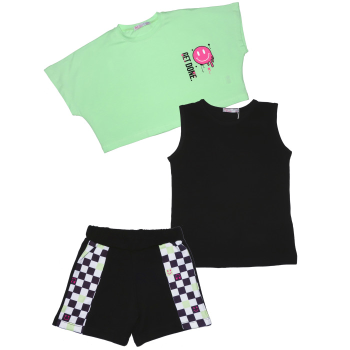 Комплекты детской одежды Peri Masali Комплект для девочки (футболка, топ, шорты) PM9533