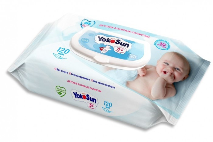  YokoSun Детские влажные салфетки 120 шт. 5 упаковок