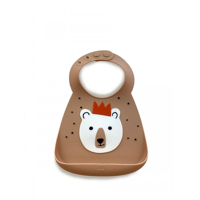 Нагрудник Make my day Baby Bib Bear with crown makeup mirror with white light round smart make up mirror battery usb rechargeable charging 3light colors standing makeup mirror