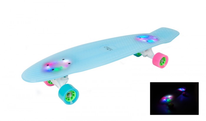 Скейтборды Hudora Скейтборд Retro с подсветкой Iceglow скейтборды hudora скейтборд retro skate wonders