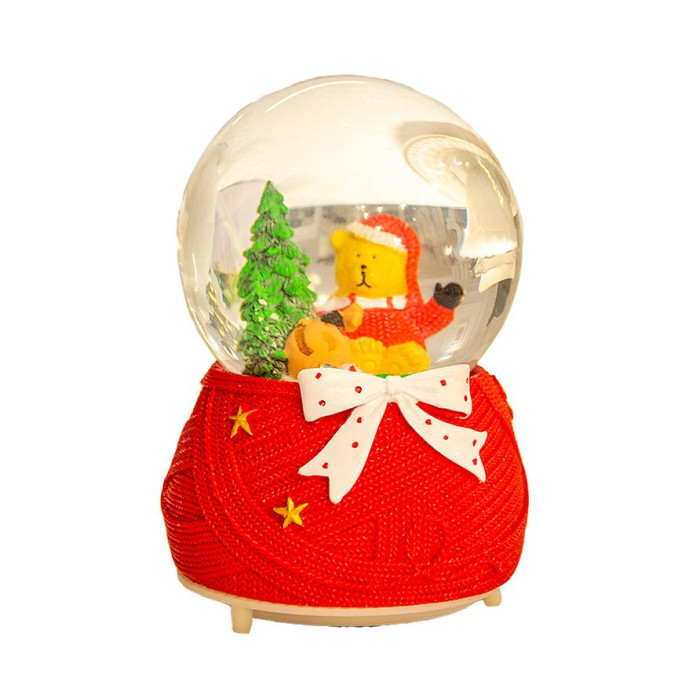  Лючия Фигурка декоративная Снежный шар Медвежонок c RGB подсветкой и мелодией
