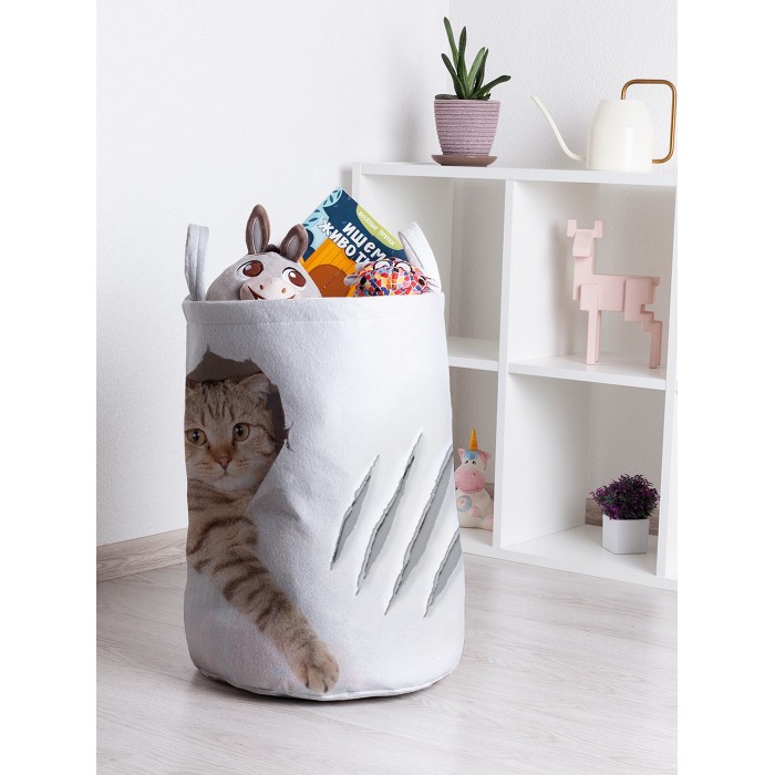 

JoyArty Корзина для игрушек Кот с царапиной 50x35 см, Корзина для игрушек Кот с царапиной 50x35 см