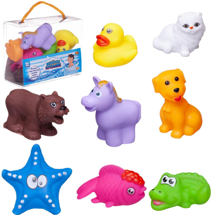 ABtoys Набор резиновых игрушек для ванной Веселое купание 8 предметов