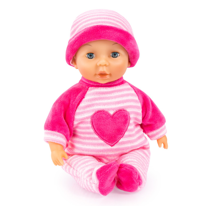 Куклы и одежда для кукол Bayer Малыш в розовом костюмчике с сердечком 28 см комбинезон с шапочкой микс