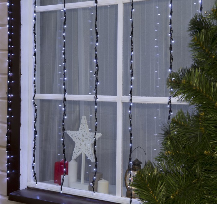Новогодние украшения Luazon Lighting Гирлянда Водопад темная нить 2х1.5 м рождественская светодиодный ная гирлянсветильник занавес 5 м гирлянда уличная водонепроницаемая декоративная сказочная гирлянда для сц
