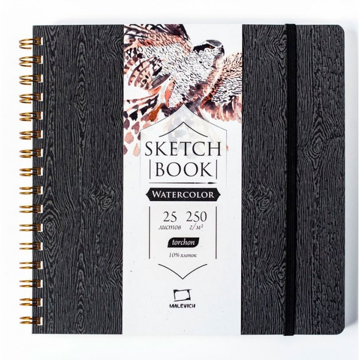 

Малевичъ Скетчбук для акварели Black wood Torchon 21х21 см 25 л, Скетчбук для акварели Black wood Torchon 21х21 см 25 л