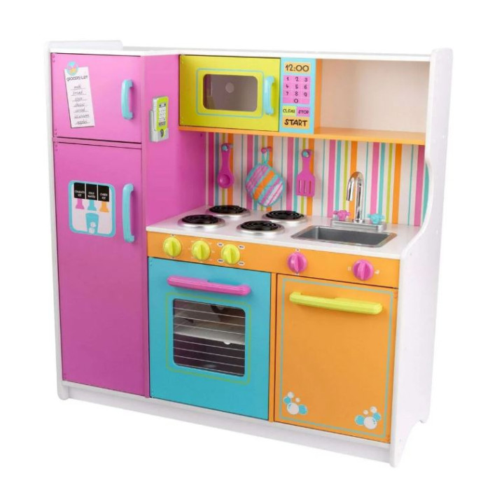 KidKraft Большая детская игровая кухня Делюкс (Deluxe Big & Bright Kitchen) футболка детская happy baby 88501 bright pink flower 74
