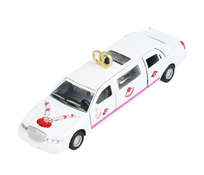 Технопарк Машина металлическая со светом и звуком Лимузин свадебный 17 см простые наклейки пожарная машина