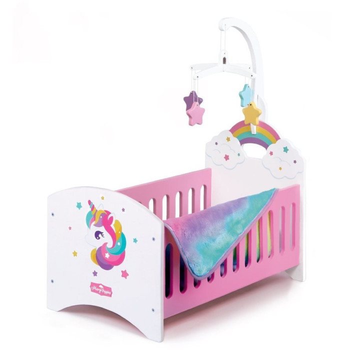 матрас для детской кроватки кроватка для новорожденного комплект постельного белья 100 56 см Кроватки для кукол Mary Poppins с каруселькой Единорог