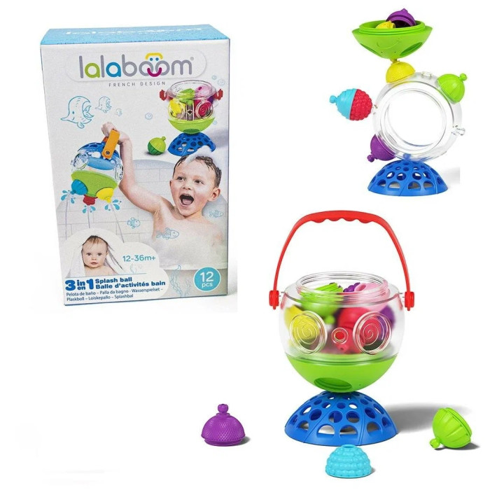 Lalaboom Шар-ведерко 3 в 1 (12 предметов) игрушка развивающая lalaboom 28 предметов