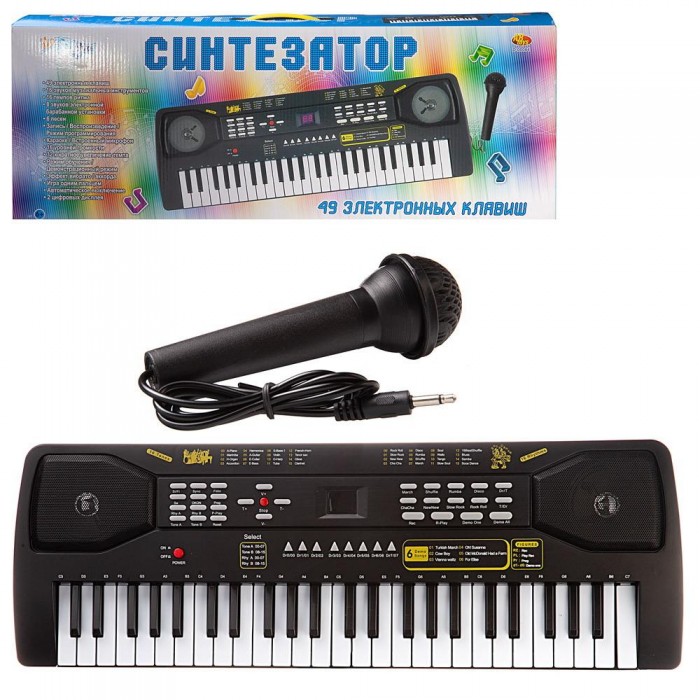 цена Музыкальные инструменты ABtoys Синтезатор (пианино электронное) с адаптером 49 клавиш