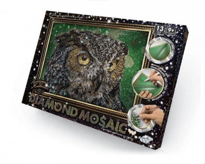 Danko Toys Набор креативного творчества Diamond Mosaic малый Сова набор инструментов для алмазной мозаики с органайзером