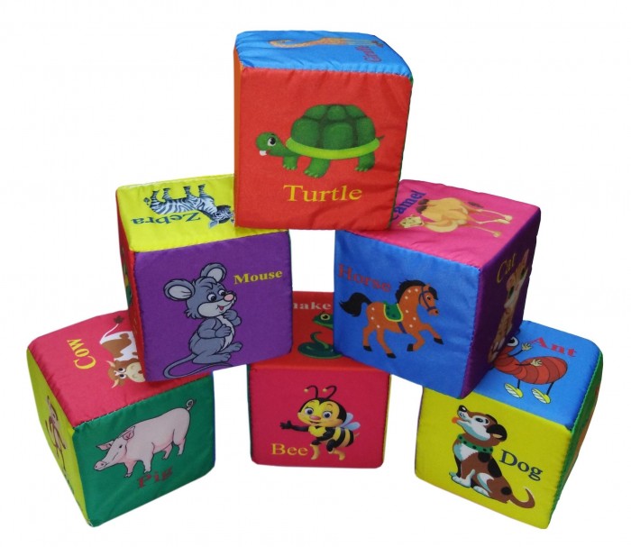 фото Развивающая игрушка учитель набор кубиков животные по-английски 6 шт.