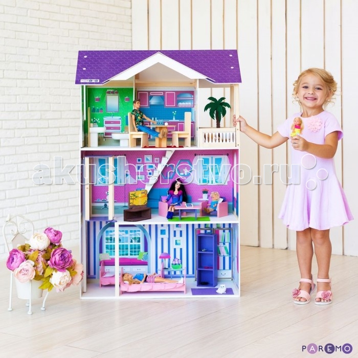 Кукольные домики и мебель Paremo Деревянный кукольный домик Флоренция с мебелью (16 предметов)