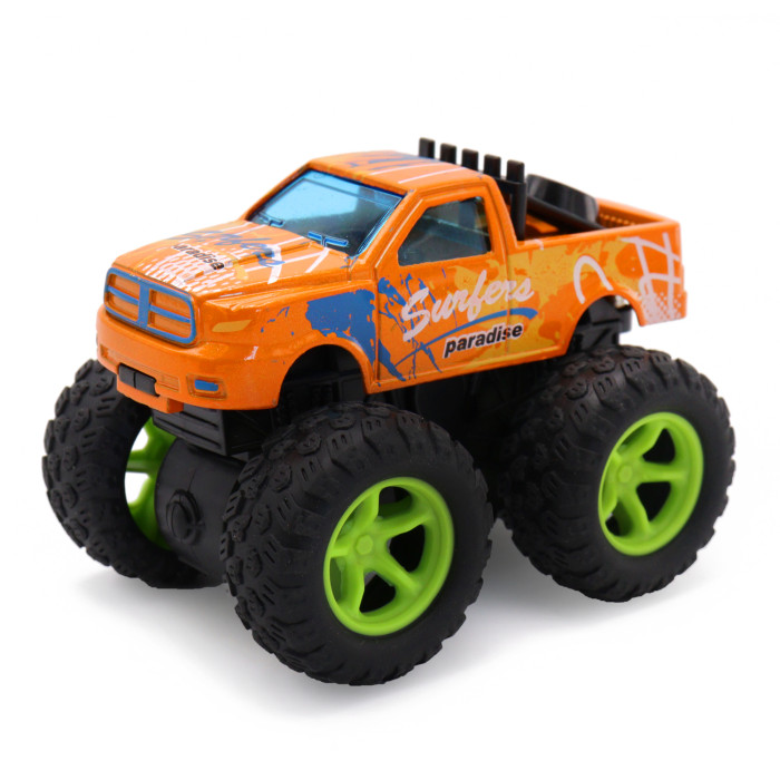 

Funky Toys Инерционная die-cast машинка пикап с зелеными колесами и краш-эффектом 14.5 см, Инерционная die-cast машинка пикап с зелеными колесами и краш-эффектом 14.5 см