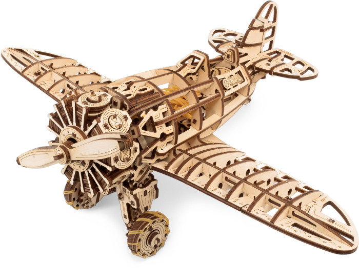 фото Eco wood art конструктор деревянный 3d самолет с мотором