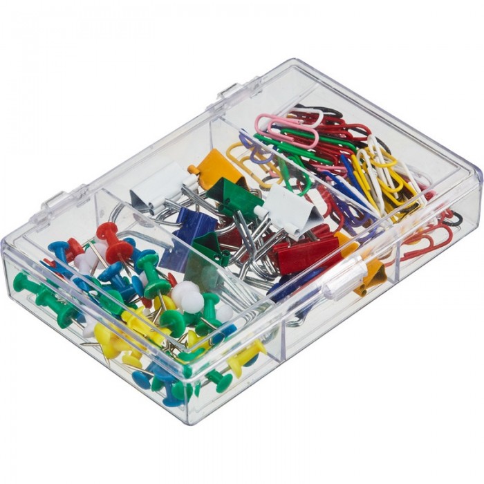 

Attache Набор канцелярский 3 отделения (кнопки, зажим, скрепки), Набор канцелярский 3 отделения (кнопки, зажим, скрепки)