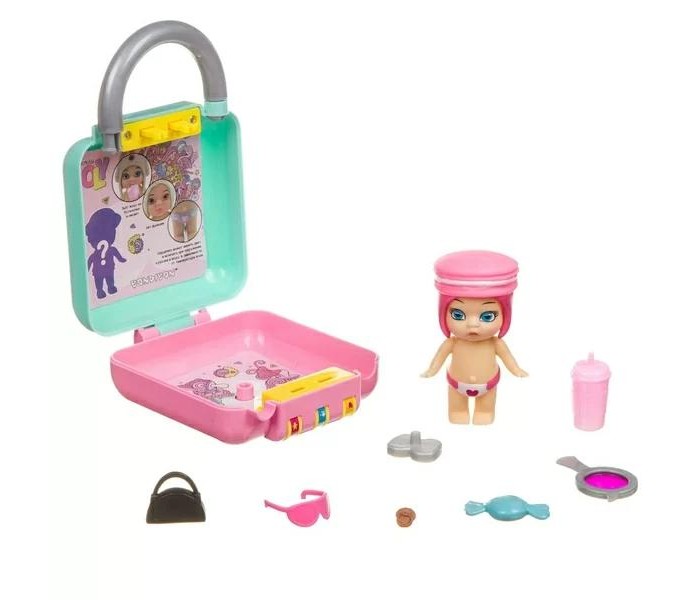 Bondibon Игровой набор OLY Кукла в чемоданчике на кодовом замке во фруктово-конфетной шапочке ВВ387