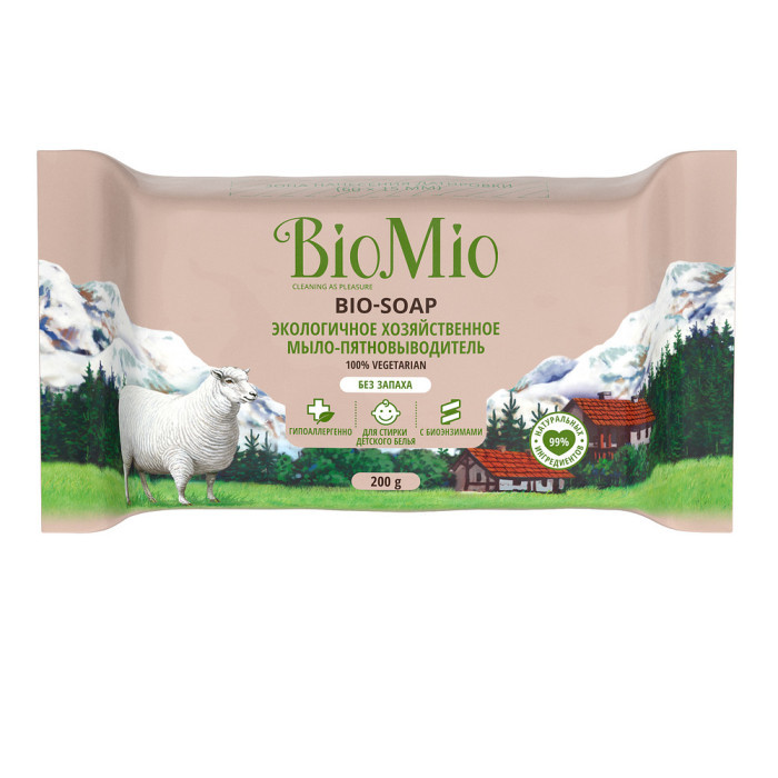 фото Biomio мыло-пятновыводитель экологичное хозяйственное без запаха 200 г 8 шт.