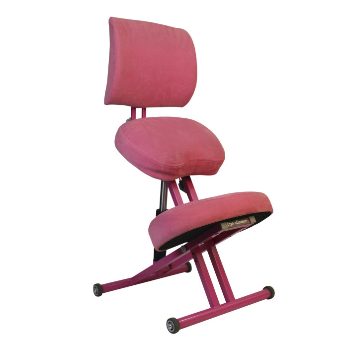 Олимп Коленный стул повышенной мягкости со спинкой и газлифтом СК2-2 ГЛ (розовый корпус)